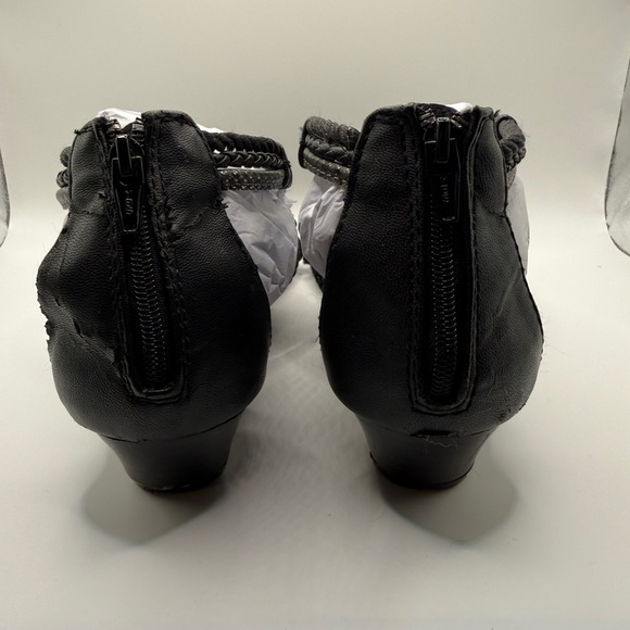 Express Black & Silver Braided Rope Wedge Sandals - Picture 5 of 7